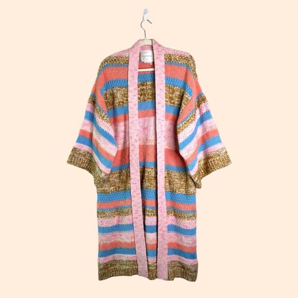 Anthropologie Textured Striped Knit Cardigan - Picture 2 of 7